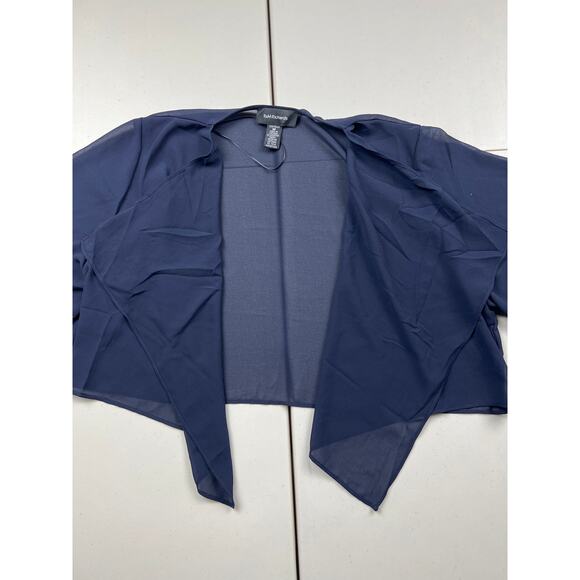 R&M Richards Women Medium Blue Sheer Long Sleeve Shrug Coverup Flyaway Top - Picture 2 of 9